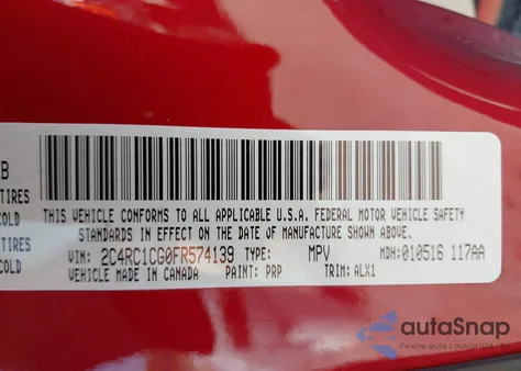 2015 Chrysler Town & Country Touring-L from USA, damaged, VIN 2C4RC1CG0FR574139